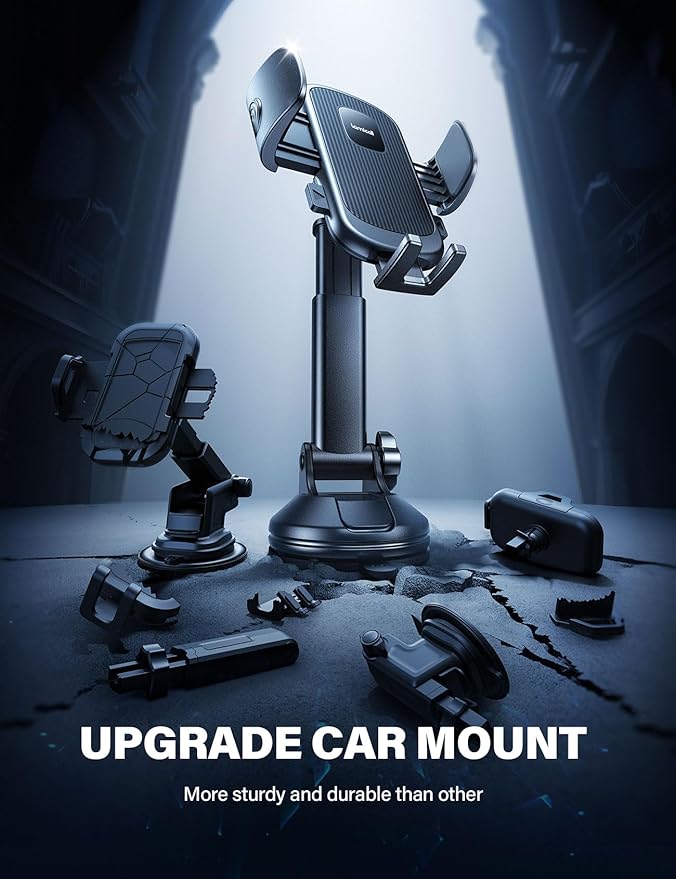 Lamicall Car Phone Mount - [Strongest Military-Grade Suction Cup] 360° Rotation Phone Holders for Your Car Quick Release Adjustable Phone Mount for Car Dashboard for iPhone 17 16 Pro Max Galaxy Truck