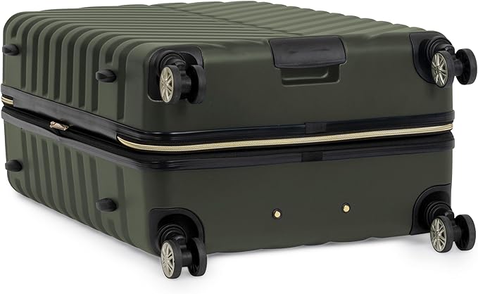 Kenneth Cole REACTION Madison Square Lightweight Hardside Chevron Expandable Spinner Luggage, Olive, 28-Inch Checked