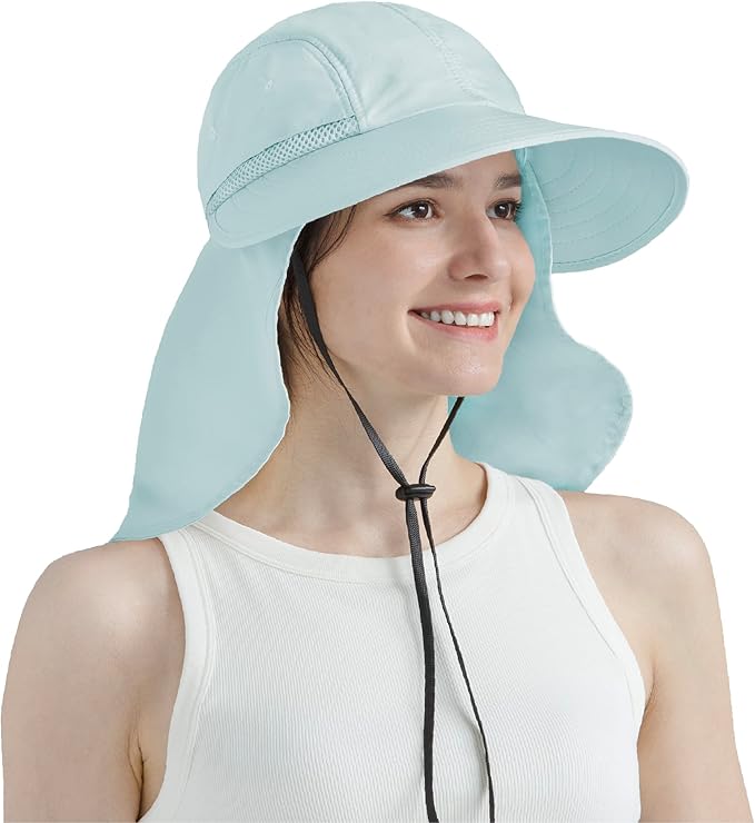 SUN CUBE Sun Hat for Women with Ponytail Hole Neck Flap, Gardening Hat Women Sun Protection, UV Hats Hiking Walking Fishing