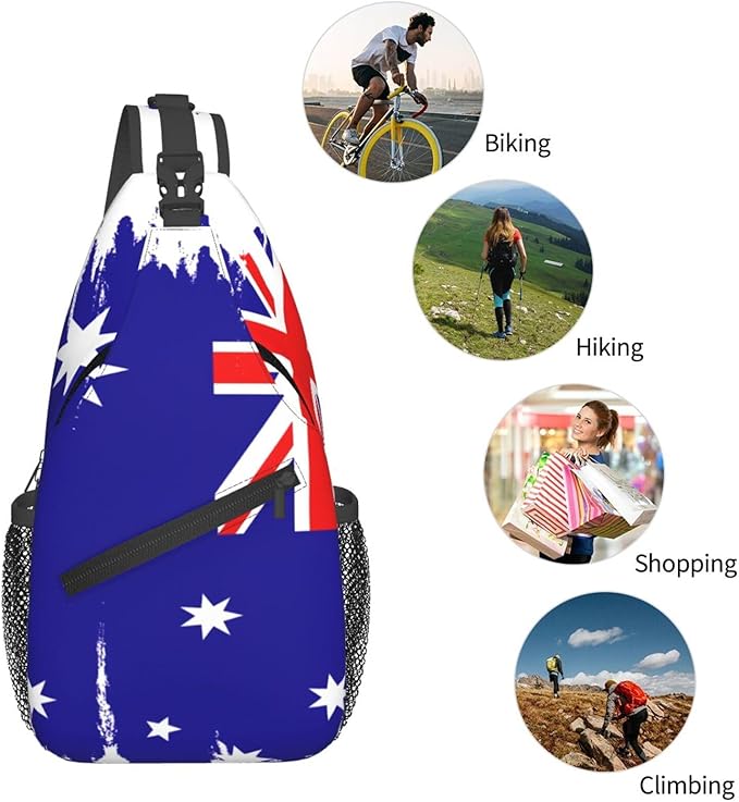 Australian Flag Sling Bag Multipurpose Crossbody Sling Backpack Travel Cycling Hiking Shoulder Bag For Women Men