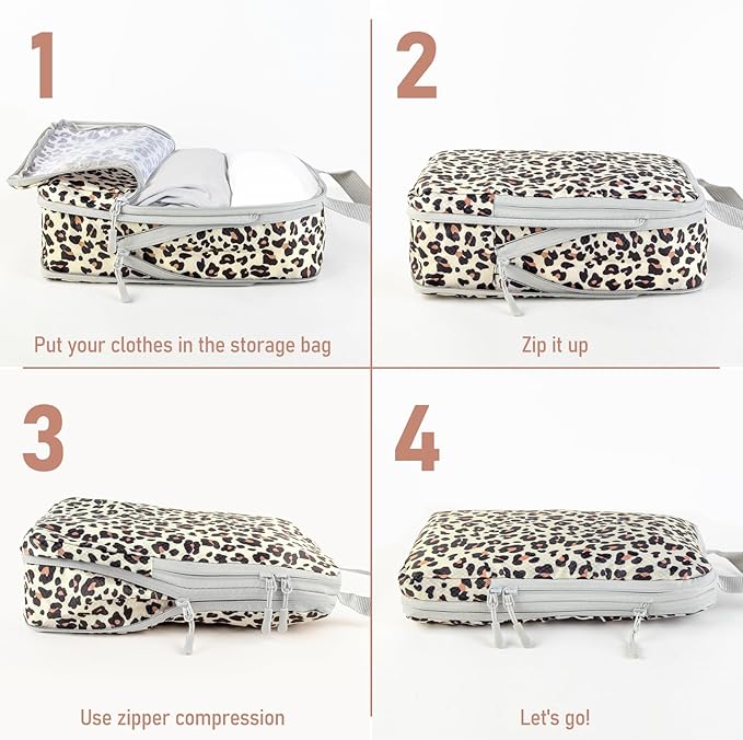 4-Piece Packing Cube Set - Lightweight Luggage Organizers for Travel, Vacation and Suitcases - Durable Accessories with Compression