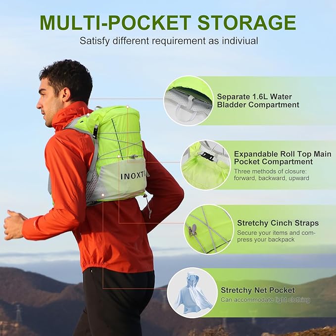 Running Hydration Vest Backpack, Lightweight Water Backpack with 1.6L Water Bladder Daypack for Women Men,Adjustable Running Vest Pack for Trail Running Hiking Cycling Race Marathon