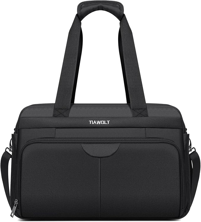 Travel Duffel Bag Personal Item Bag Carry-On UnderSeat Travel Tote Overnight Weekender Bag Expandable Duffel Underseat Bag with Adjustable Strap, Black