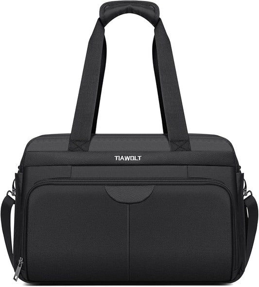 Travel Duffel Bag Personal Item Bag Carry-On UnderSeat Travel Tote Overnight Weekender Bag Expandable Duffel Underseat Bag with Adjustable Strap, Black