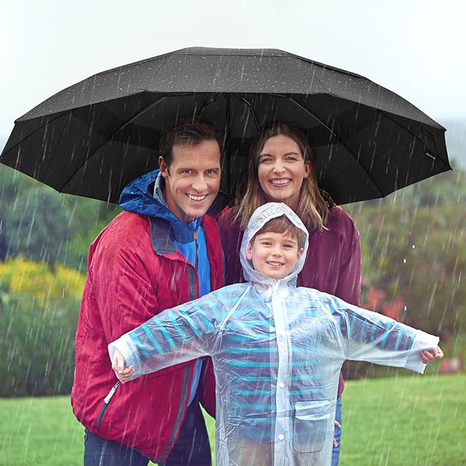 G4Free 42/46/54/62 Inch Large Golf Umbrella Compact Reverse Travel Umbrella 10 Ribs Windproof for Rain Double Canopy Automatic Open Close