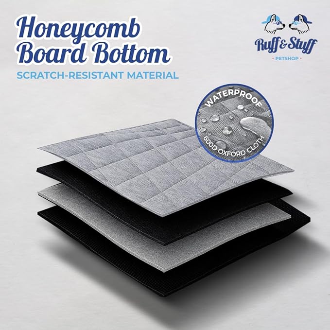 Ruff & Stuff Dog Car Seat Hard Bottom Cover for Back Seat Up to 170lbs | Waterproof Scratch-Resistant | Universal Fit for All Vehicles (Gray) (Gray)