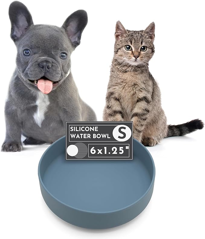 Should We Go? Dog Water Bowl - The Perfect Dish No-Spill, Less Mess Non-Tippable Water & Food Bowl, Pure Silicone with Suction Cup, Fits 2 Cups 6” Across x 1.25” Tall, Ideal for All Pets, Small-Ocean
