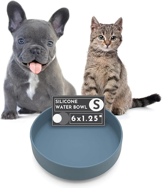 Should We Go? Dog Water Bowl - The Perfect Dish No-Spill, Less Mess Non-Tippable Water & Food Bowl, Pure Silicone with Suction Cup, Fits 2 Cups 6” Across x 1.25” Tall, Ideal for All Pets, Small-Ocean