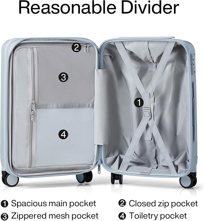 Hanke 29 Inch Expandable Checked Luggage Lightweight PC Hard Shell Luggage Suitcases with Wheels Travel Luggage Rolling Large Suitcase Travel Luggage Bag for Study Abroad.(Gray)