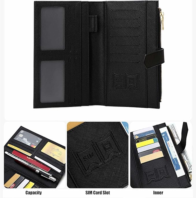 Waterproof Family Passport Organizer with RFID Blocking Genuine Leather Document Holder Card Slots Travel Wallet for Women Men Black (Blue)