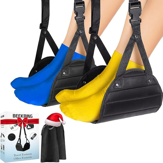 2-Pack Airplane Foot Hammock for Plane Travel - Travel Essentials Length Adjustable Airplane Foot Rest Under Desk -Long Flight Must Haves