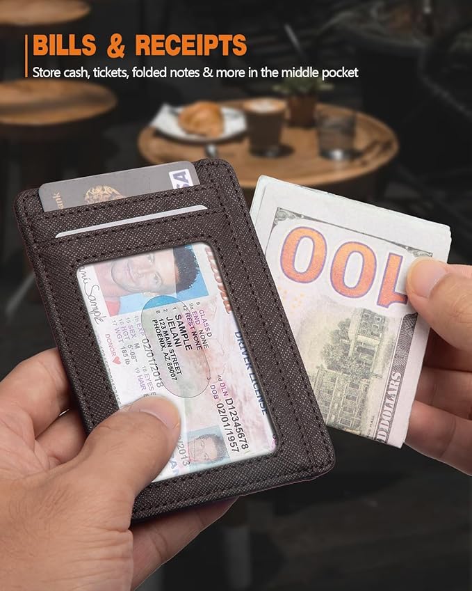 RUNBOX Slim ID Cases Minimalist Front Pocket RFID Blocking Leather Wallets for Men and Women Card Holder Wallets Gifts for men
