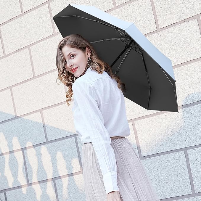 Travel Mini Compact Folding Umbrella with Case - UV Sun & Rain Protection, Lightweight Portable Pocket Umbrella for Women Men Kids, Fits Purse Backpack