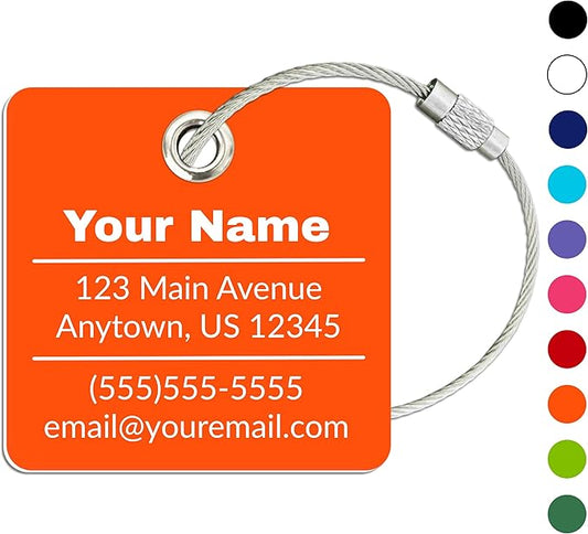 Personalized Luggage Tag | Custom Luggage Tags for Suitcases | Kids Backpack Tag | 10 Color Options & Choose Font, Font Color
