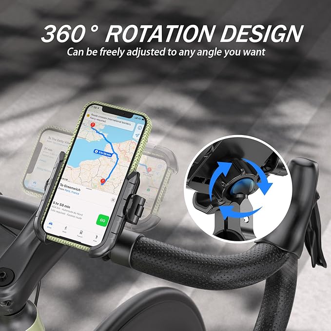 Bike Motorcycle Phone Mount with Aluminum Alloy Mounting Base, [1s Lock & Release] [No Block Camera] Bicycle Handlebar Cell Phone Holder for Scooter ATV, Fit 5.4-7.2" Smartphone