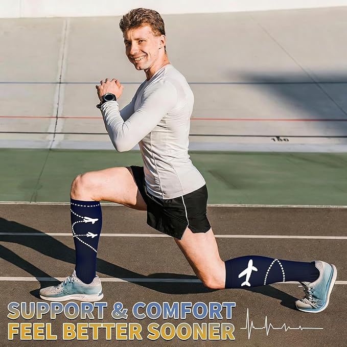 Graduated Copper Compression Socks for Men & Women Circulation 8 Pairs 15-20mmHg - Best for Running Athletic Cycling