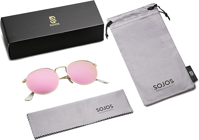 SOJOS Small Round Polarized Sunglasses for Women Men Classic Vintage Retro Shades UV400 SJ1014