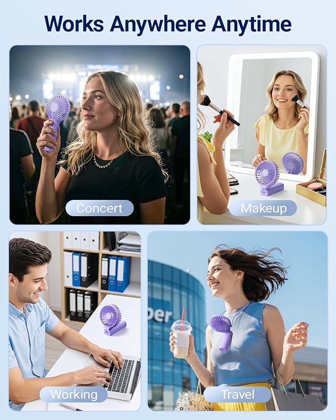 SWEETFULL Handheld Fan, Portable Fan, 5000mAh Rechargeable Battery, 6 Speed Wind, LED Display, Personal Mini Travel Fan with Backup Power, Hand Held Fan USB Foldable Electric Fan for Women Girl