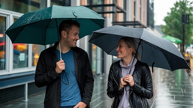 SIEPASA Two Packs Auto Open & Close Small Travel Umbrella Compact for Backpack-Umbrellas for Rain, Lightweight Strong Mini Portable Umbrellas for Men and Women. (Black & Green, 2 Pack)