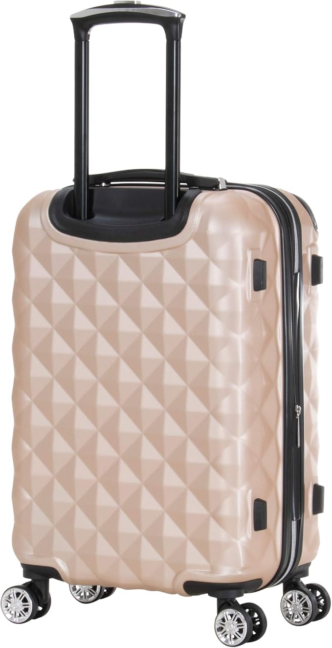 Kenneth Cole REACTION Diamond Tower Collection Lightweight Hardside Expandable 8-Wheel Spinner Travel Luggage, Rose Gold, 20-Inch Carry On