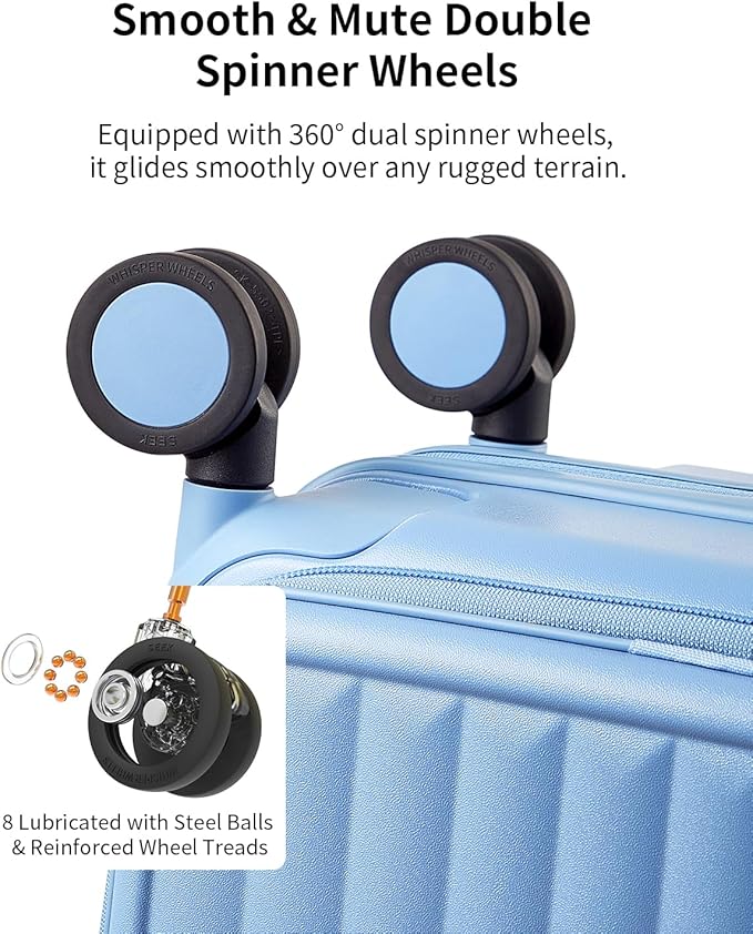 aji Expandable Top Open Carry On Luggage 22x14x9 Airline Approved, 20 Inch Hard Shell Carry On Suitcase with Spinner Wheels,Travel Small Luggage for Women Men,Blueberry Blue