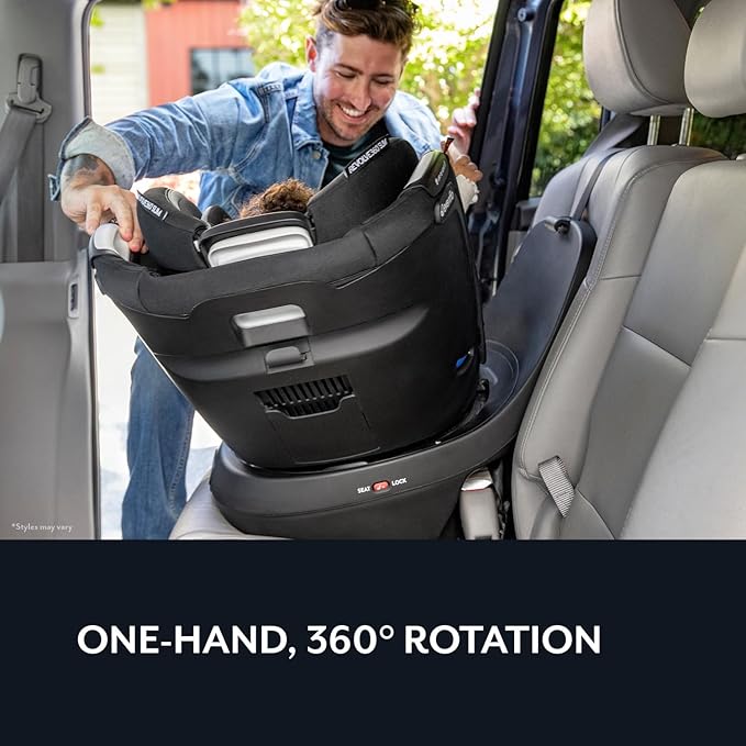 Evenflo Revolve360 Slim 2-in-1 Rotational Car Seat with Quick Clean Cover (Sutton Purple)