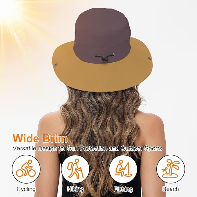 Sun Hats for Women Bucket Hat UV Protection Fishing Hat Wide Brim Safari Hats 2 in 1 Zip-Off Sun Visor Hats UPF 50+
