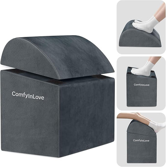 Foot Rest for Under Desk at Work - Non-Slip Foot Stool with 3 Adjustable Heights, Ergonomic Under Desk Footrest with Washable Cover for Desk, Home, Office, Car (Dark Grey)