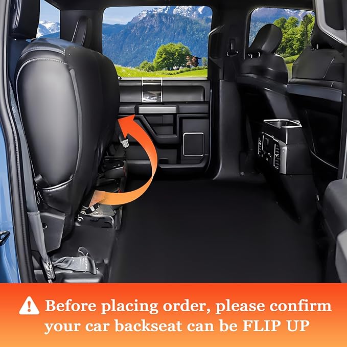 Mancro Floor Dog Hammock for Truck with Flip Up Rear Seats, Waterproof Dog Back Seat Cover with Mesh Window Heavy Duty Back Seat Cover for Dogs, Compatible with F150, Chevy Silverado & RAM, Orange