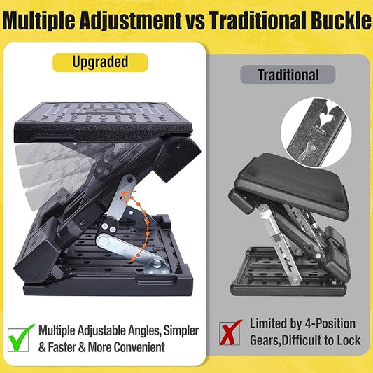 Foot Rest for Under Desk at Work Ergonomic Footrest with Adjustable Height and Angle, Foldable Foot Stool with Removable Pad Massage Beads for Office Gaming Chair Brown