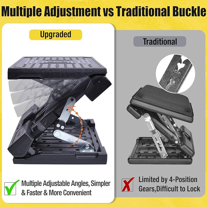 Foot Rest for Under Desk at Work Ergonomic Footrest with Adjustable Height and Angle, Foldable Foot Stool with Removable Pad Massage Beads for Office Gaming Chair Gray