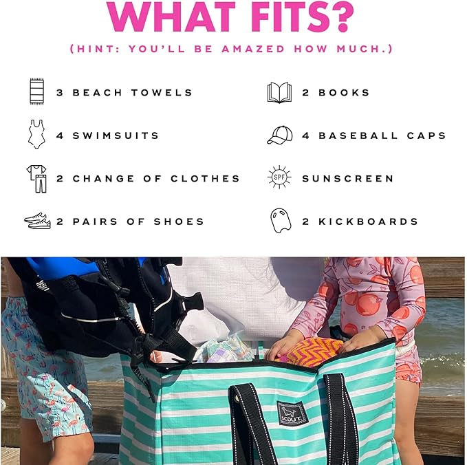 SCOUT 3 Boys Zip Tote X-Large - Durable Lightweight Bag for Beach, Pool, Family Travel, Storage - Water-Resistant, Zips Shut