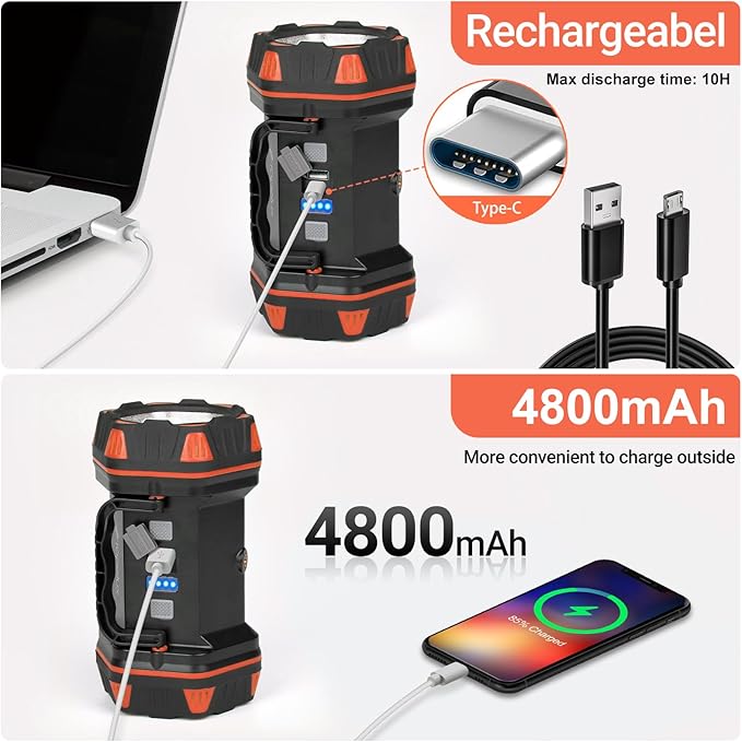 Led Camping Lantern Rechargeable, Camping Lights 1500lm, 8 Light Modes, Emergency Flashlights For Emergencies, Portable Light 12h Standby, Battery Powered Lantern For Power Outages, Hurricane, Hiking.