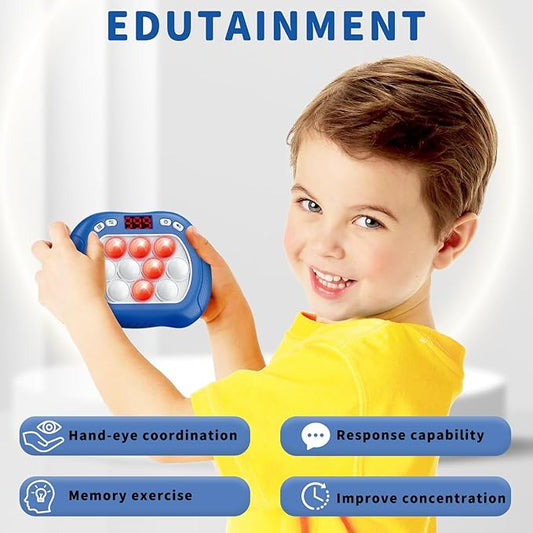 Pop Game Light Up Fidget Toy for Kids, 6 Modes LED Screen Quick Push Games Controller Electric Fidget Popper Game Bubble Road Trip Activities Car Games Birthday Gifts Toys for Kids Boys Blue