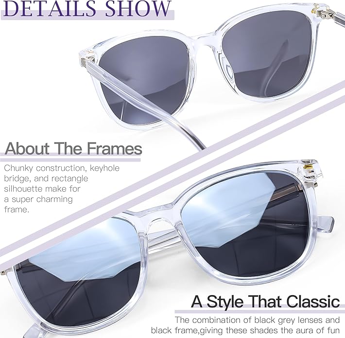 SIPHEW Oversized Square Sunglasses for Women|Lightweight Fashion Sunglasses 100% UV400 Protection|Trendy Mirrored Shade