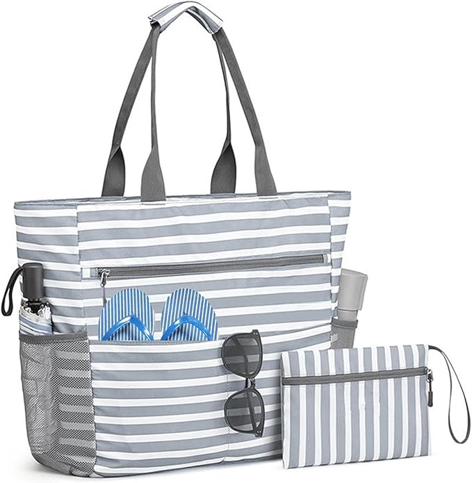 Waterproof Foldable Tote Bag for Travel – Large Carry-On with Zipper Pocket for Beach, Gym, Airplane & Weekend Trips