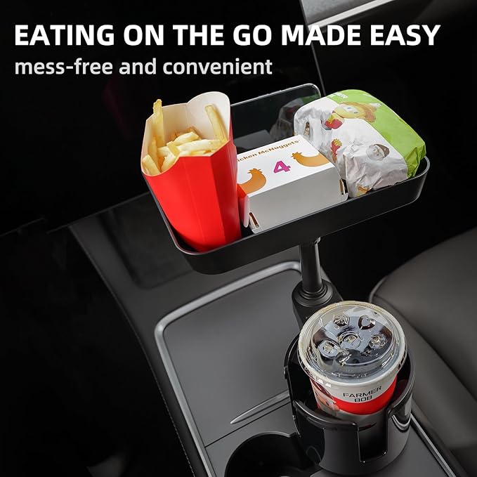 Car Cup Holder Tray, Cup Holder Expander Adapter for Car, 9.5” Car Food Tray Table for Eating, Car Essentials Fits Yeti, Hydro Flask 16-46 oz