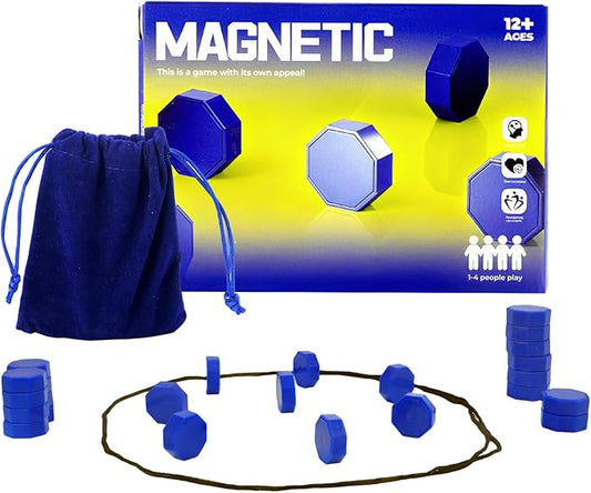 Magnet Game with String, 24 Magnets Magnetic Chess Game for Kids & Adults, Puzzle Strategy Board Games for Family Night, Travel, Party & Camping﻿