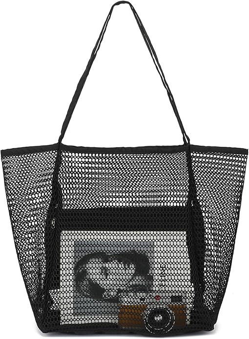 Mesh Beach Bag for Women, Casual Hobo Bags Large Beach Tote for Pool Travel Cruise Vacation Essentials