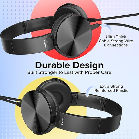 Bulk Kids Headphones for School Classroom Students,10 Pack Durable Wired School Earphones with HD Stereo Sound 3.5mm Jack for Library,Online Learning(HTC004 Black)