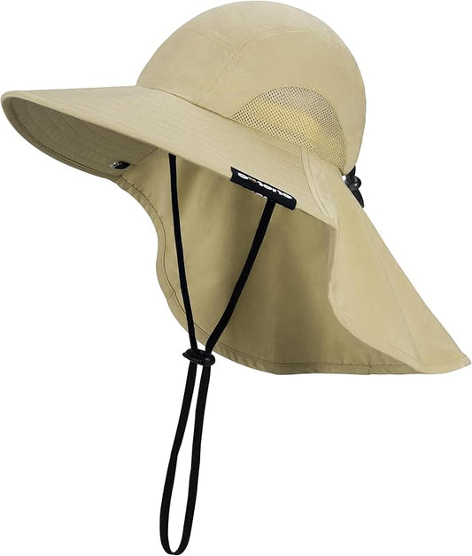 Solaris Sun Hat with Neck Flap, UPF 50 Sun Protection Lightweight Sun Cap for Men Women, Wide Brim Hat for Fishing Hiking