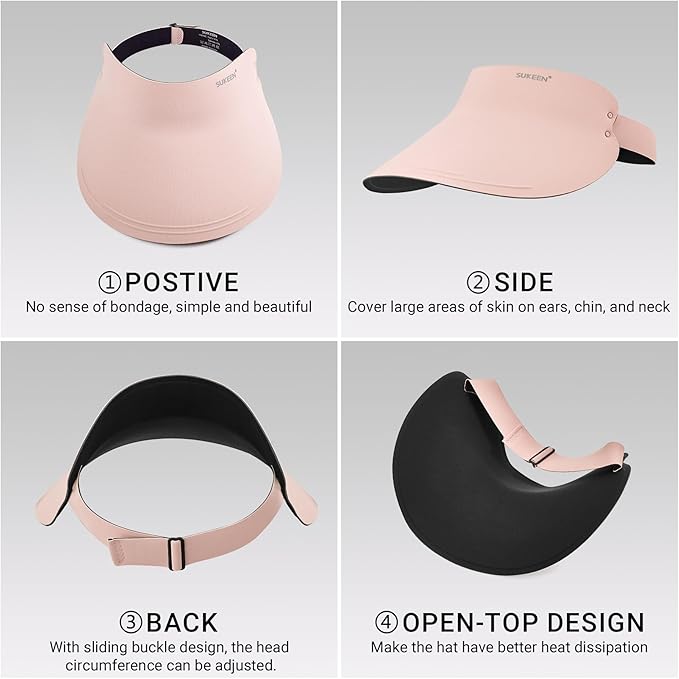 Sukeen Wide Brim Sun Visor Hat for Women Men,UPF50+ Seamless Sun Hats Foldable Ponytail Beach Hats for Daily Outdoor Sport