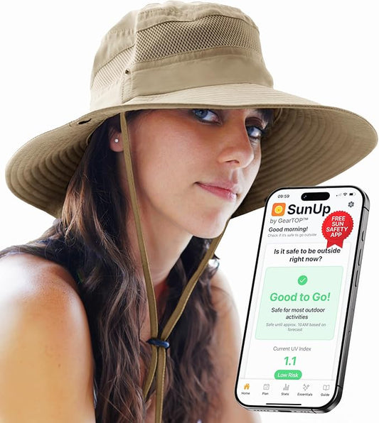 GearTOP Safari Hat for Men Sun Hats for Women UV Protection UPF 50+ Fishing, Gardening, Hiking Hat (22-23 1/2")