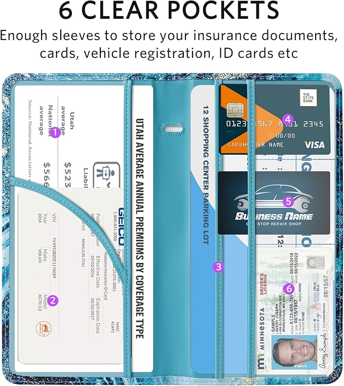 CoBak Car Registration and Insurance Holder - Vehicle Glove Box Car Organizer,Auto Truck Comparment Accessories Case with Magnetic Closure for Driver License,Cards