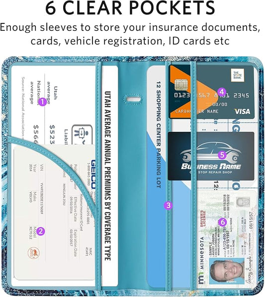 CoBak Car Registration and Insurance Holder - Vehicle Glove Box Car Organizer,Auto Truck Comparment Accessories Case with Magnetic Closure for Driver License,Cards