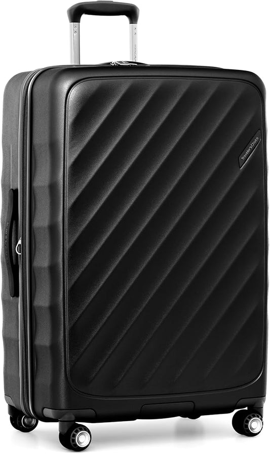 Traveler's Choice Elm Expandable Spinner Luggage Set, Matte Black, 29" Large