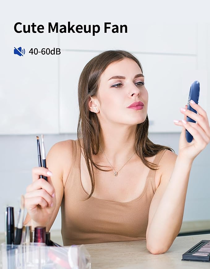 Aluan Handheld Fan Mini Fan Powerful Small Personal Portable Fan Speed Adjustable USB Rechargeable Cooling for Kids Girls Boys Woman Man Home Office Outdoor Travel, Navy Blue