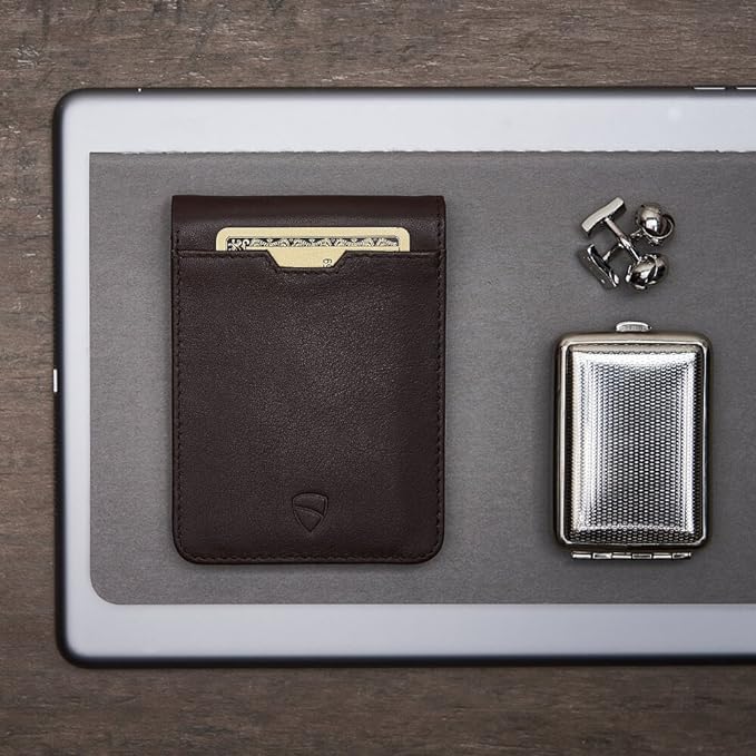 Vaultskin MANHATTAN Slim RFID Blocking Bifold Leather Wallet for Men - Minimalist Front Pocket Card Holder, Holds 9 Cards & Cash, Premium Italian Leather