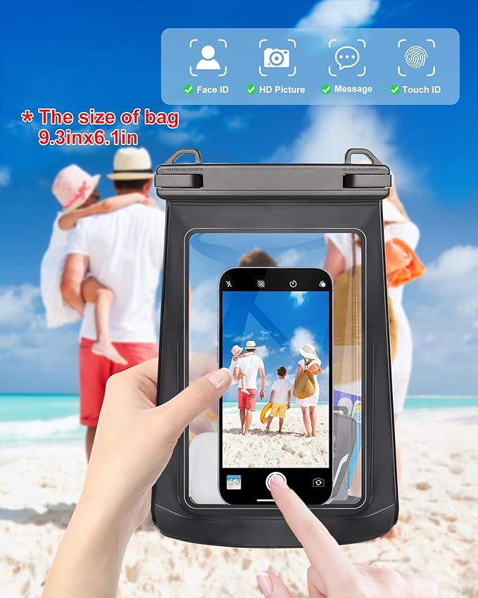 Waterproof Phone Pouch for iPhone 16 15 14 11 Pro Max & Galaxy S24 S21 - Floating Large Capacity Dry Bag Stores Sunscreen, Sunglasses - Oversized Waterproof Bag for Beach, Swimming, Kayaking