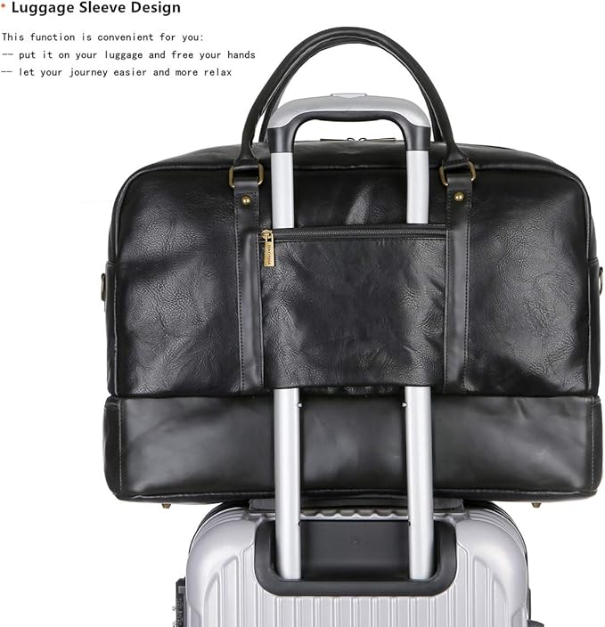Baosha Vegan Leather Large Travel Duffel Tote Bag Carry On Weekender Overnight Bag With Shoe Compartment HB-38